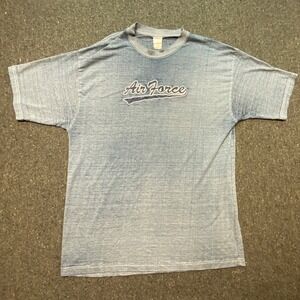 Teemax T Shirt XL Mens Blue Air Force Graphic Faded Acid Wash Short Sleeve Tee